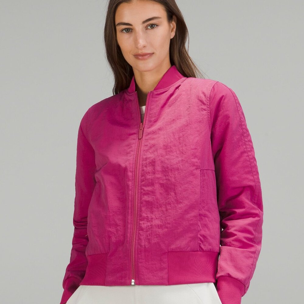 NWT Lululemon Non-Stop Bomber Jacket W4CBYS Pink Lychee Size 10